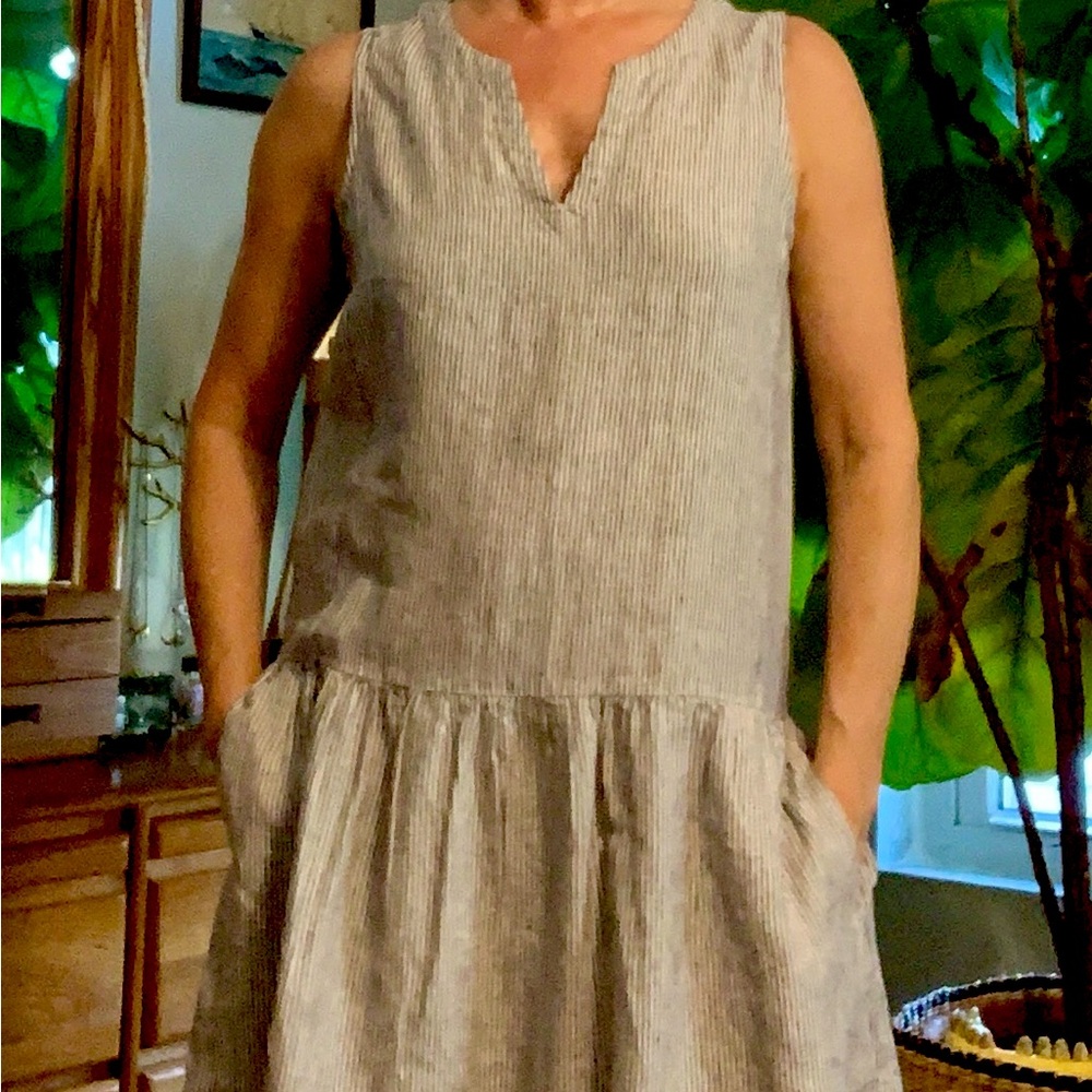 Sleeveless Striped Linen Dress